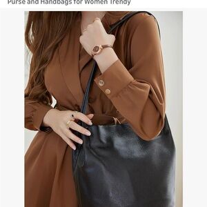 Elegant Black Leather Tote Bag